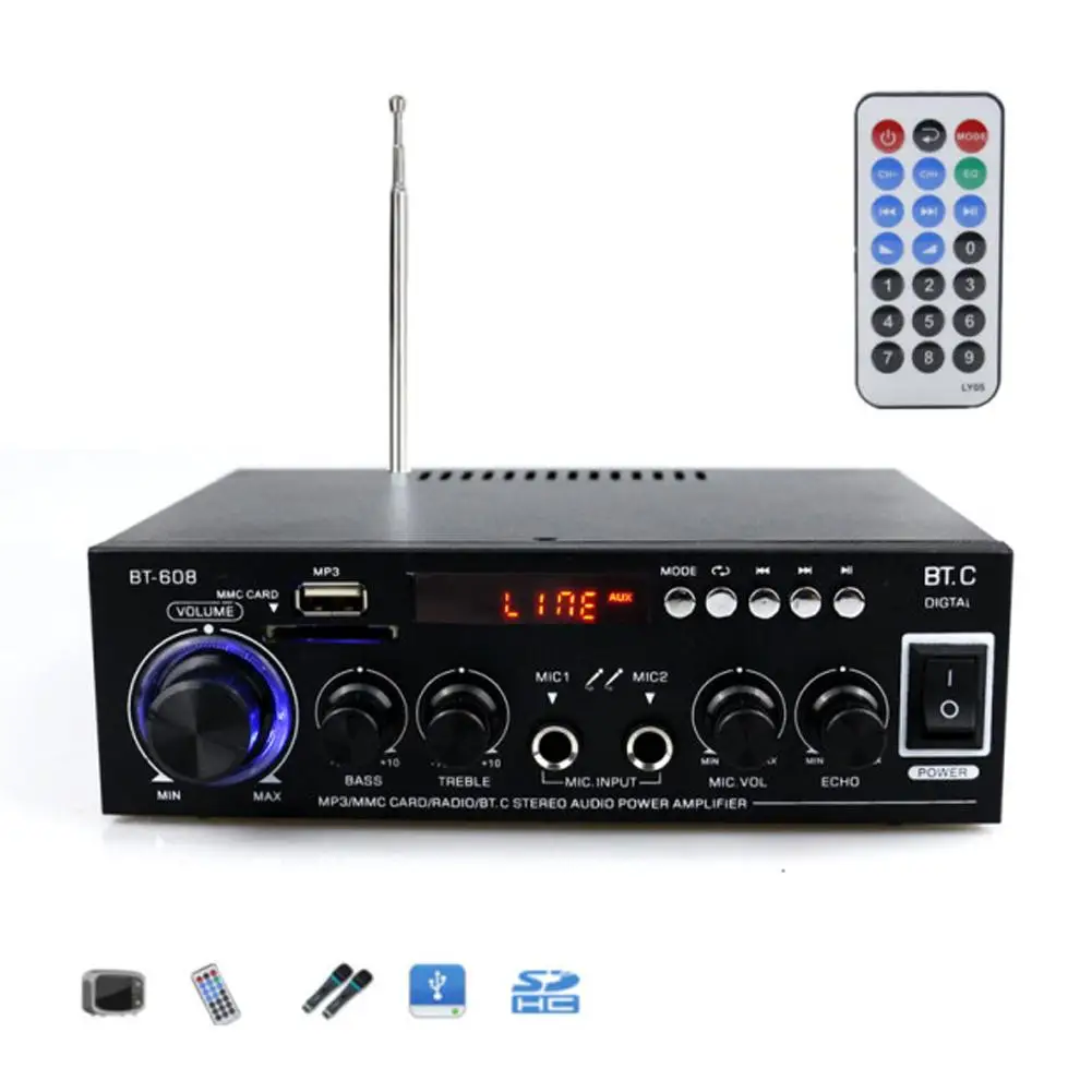 Автомобильный усилитель беспроводной Bluetooth Hi Fi музыкальный стерео аудио USB FM