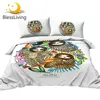 BlessLiving Sloth Bedding Set Cartoon Animal Quilt Cover Chameleon Bedclothes Colorful Bed Set Toucan Birds Home Textiles 3pcs 1