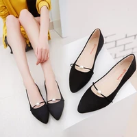 2021 new women solid color suede flats heel pearl fashion high quality basic pointed toe ballerina ballet flat slip on shoes 41