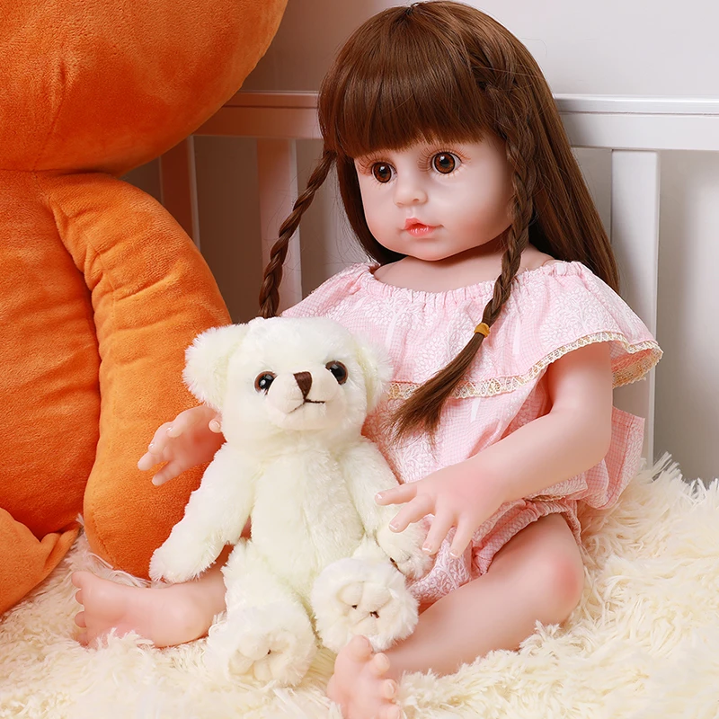 

48cm Full Silicone Body Realistic Reborn Doll Cute Big Eyes Rebirth Princess Baby Doll Children Suitable PLaymates