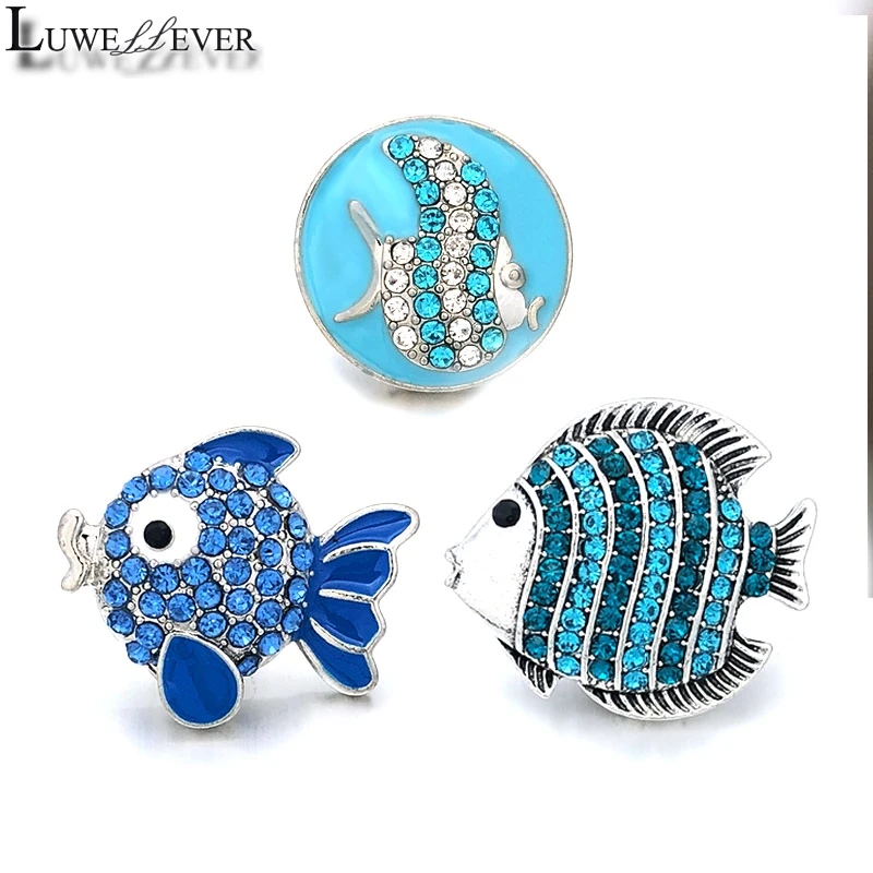 Fish компонент w105 кристалл 18 мм металлическая кнопка для браслета ожерелья Сменные