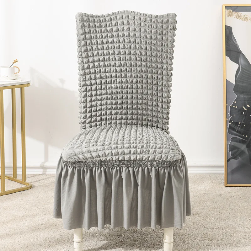 Жаккардовые чехлы для стульев с юбкой эластичные съемные обеденных сидений
