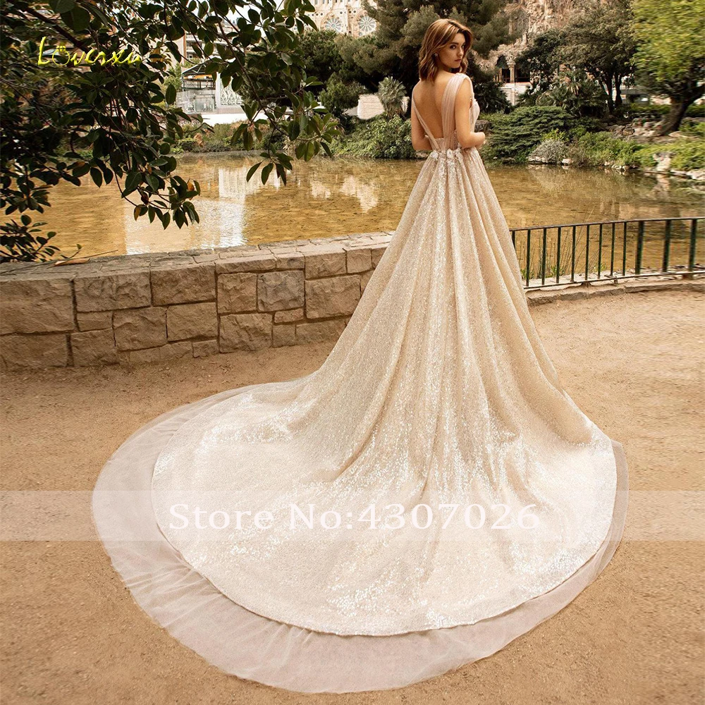 Loverxu милое бальное платье Свадебные платья Аппликация блестками с плеча для