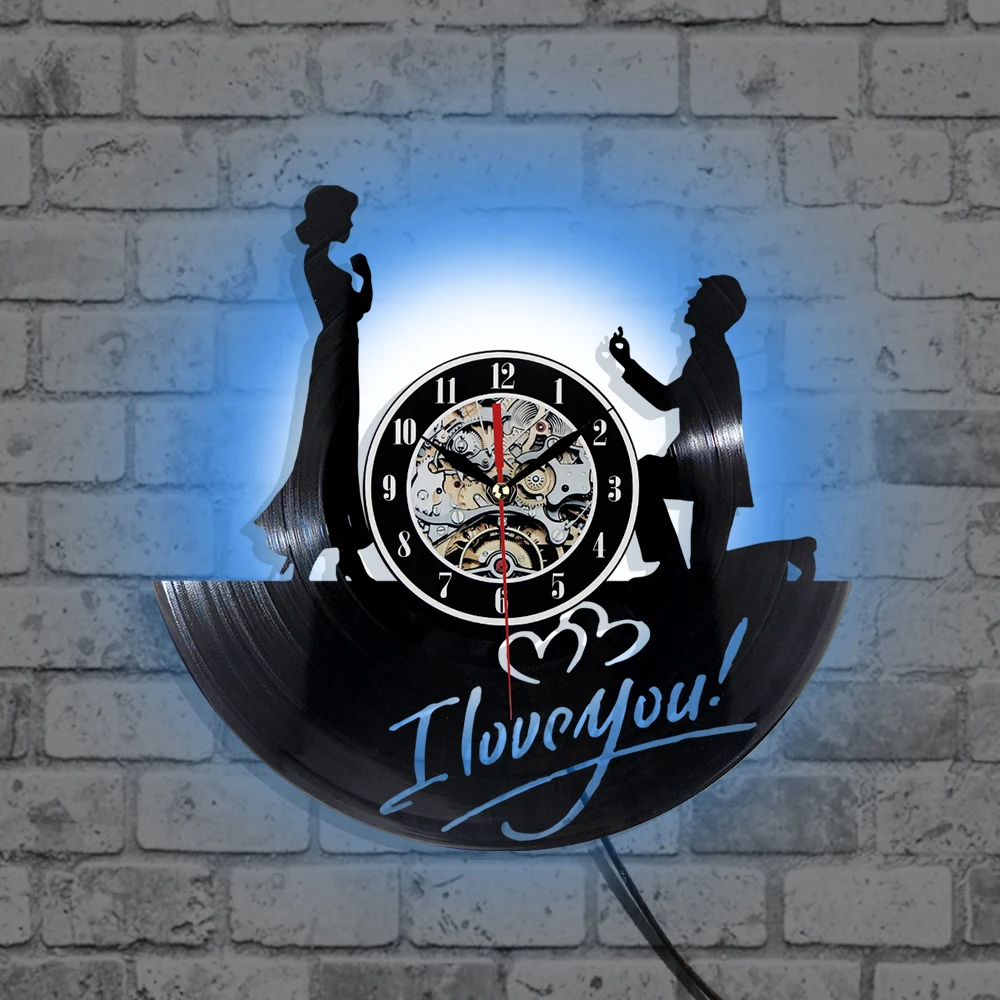 

2020 New Record Vinyl Wall Clock Man and Woman Proposal Theme Vinyl Wall Clock In Wall for Home Decor Record Clock Watch