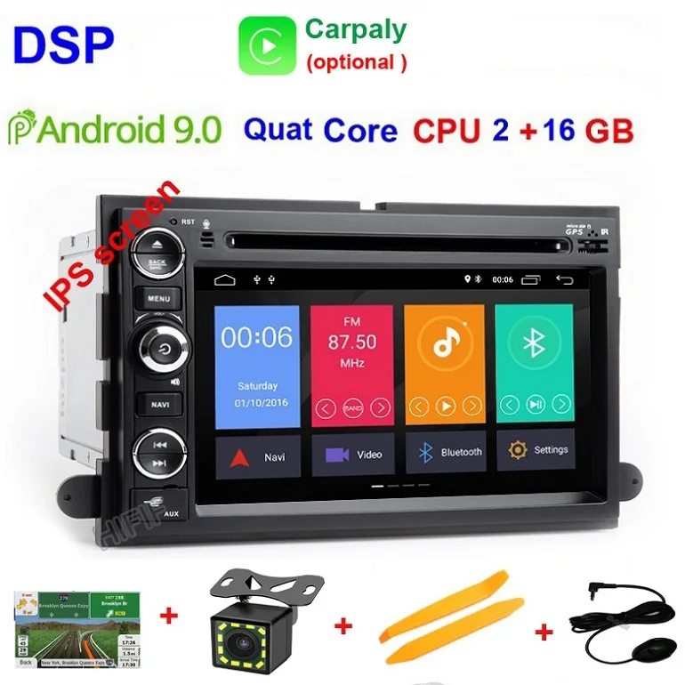 Quad Core 2G 16G DSP Android 9,0 автомобильный dvd-плеер для Ford F150 F350 F450 F550 F250 Fusion Expedition Mustang Explorer Edge2GB ram BT Wifi стереоплеер - Цвет: Quad Core 2G 16G DSP