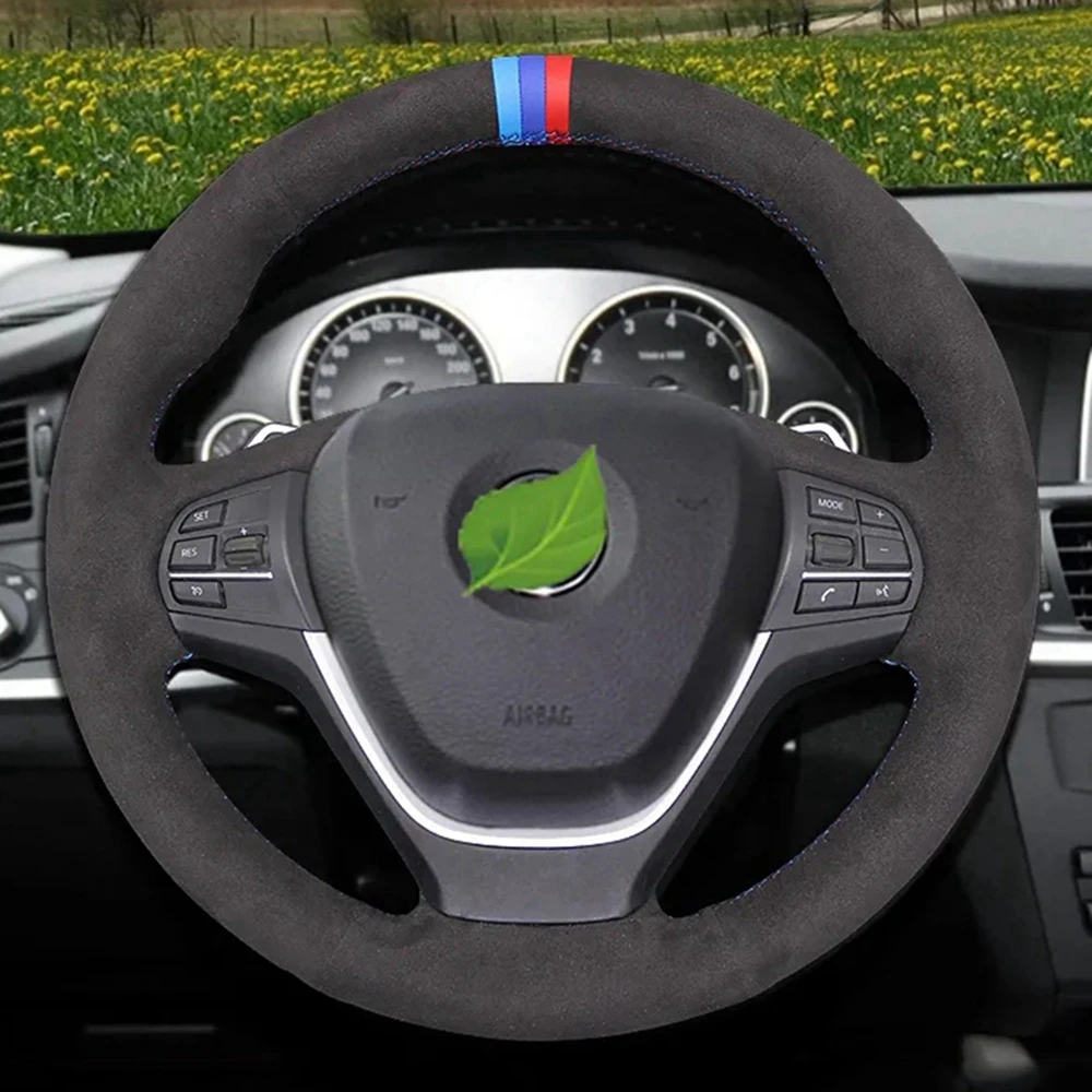 

DIY Car Steering Wheel Cover Non-slip Black Leather Sued For BMW F20 2012-2018 F45 2014-2018 F30 F31 F34 2013-2017 F32 F33 F36