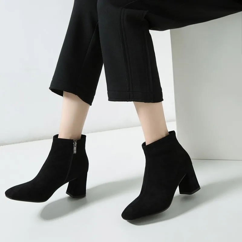 Женские ботинки на молнии среднем каблуке Размеры 33-43 6 5 см | Обувь