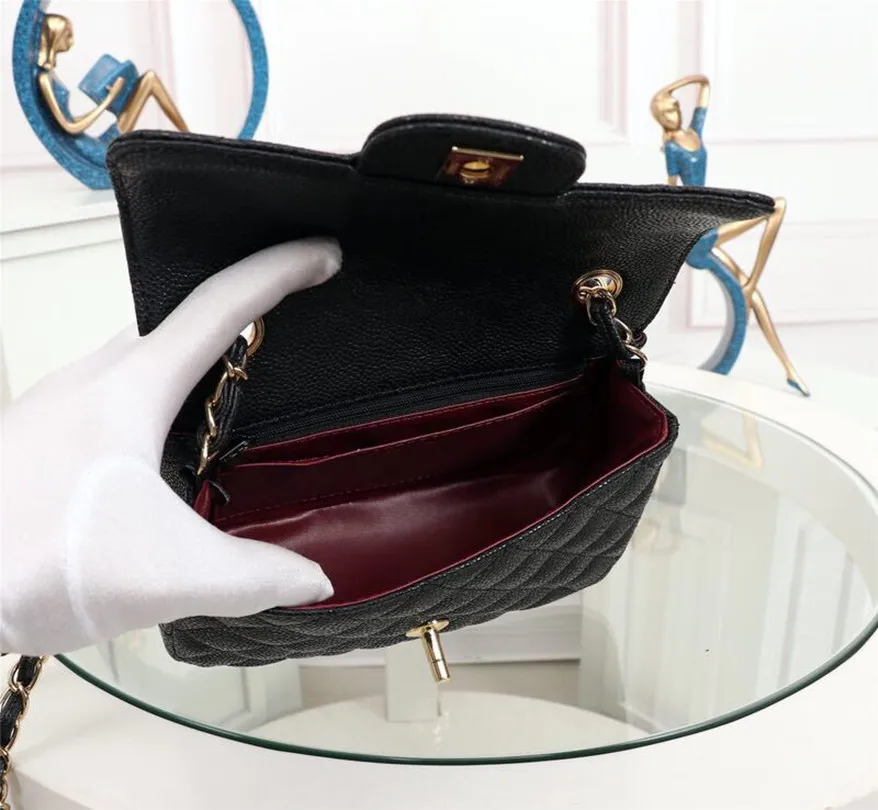 

New Classic Women's Genuine Leather Shoulder Bag Black Gold chain Silver chain Handbag Bags Ladies Handbags