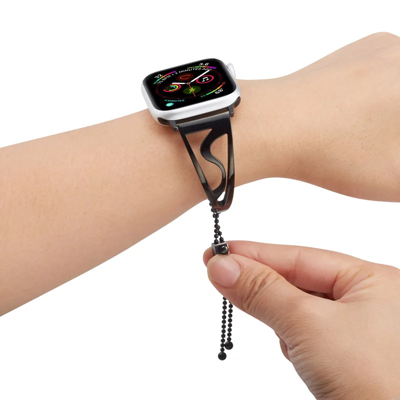 Шикарный женский ремешок для Apple Watch 38 мм 42 мм 40 мм 44 мм ремешок из нержавеющей стали металлический браслет для iWatch серии 4 3 2 1 Цепочка на запястье