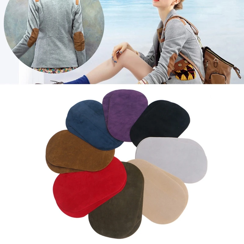 

2X Suede Leather Iron-on Oval Elbow Knee Patches Repair Sewing Applique