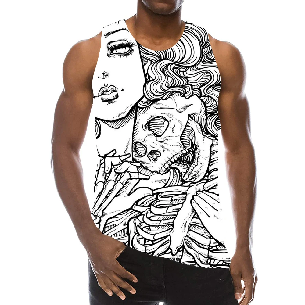 Мужской Топ без рукавов с 3D-принтом и круглым вырезом | Мужская одежда