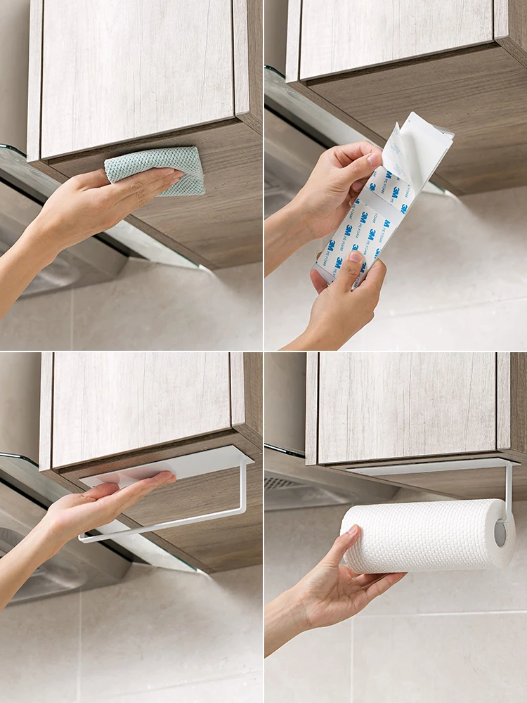 

Home kitchen paper rack paper towel rack cabinet roll paper rack rack free perforation wall-mounted storage rack