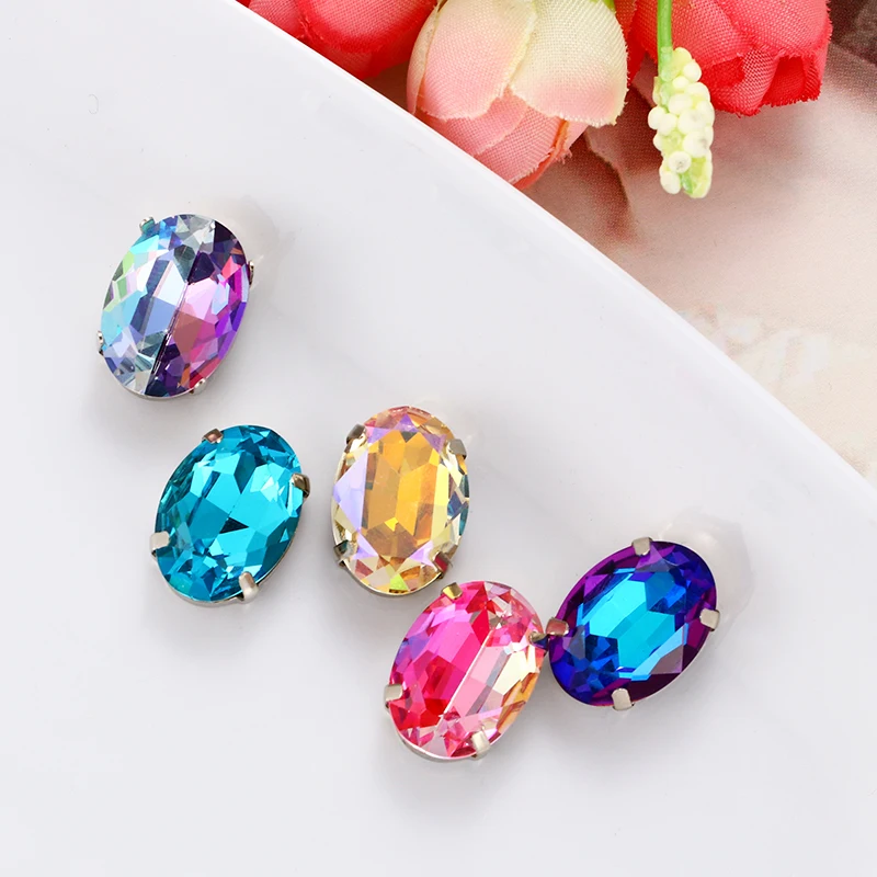 Овальный хрустальный камень Astrobox пришивной серебряный основа декоративные