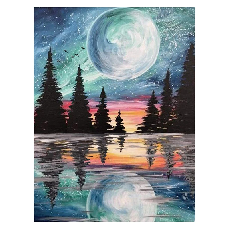 

HOT SALE Round Diamond All Diamond Painting Set Living Room Dining Room Decoration Painting Bright Moon
