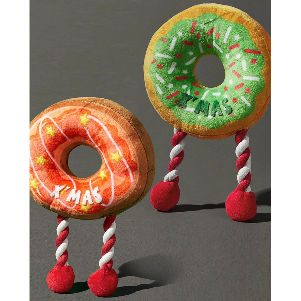 Рождественская тема многоцветная игрушка в форме пончика кошка и собака с
