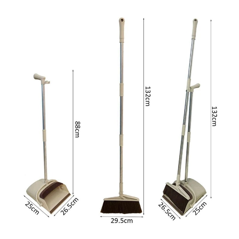 

1set Rotatable Broom and Dustpan Foldable Set, Long Handle Dustpan & 20 Sets Non-Marking Hooks Snap Buttons Punch-Free