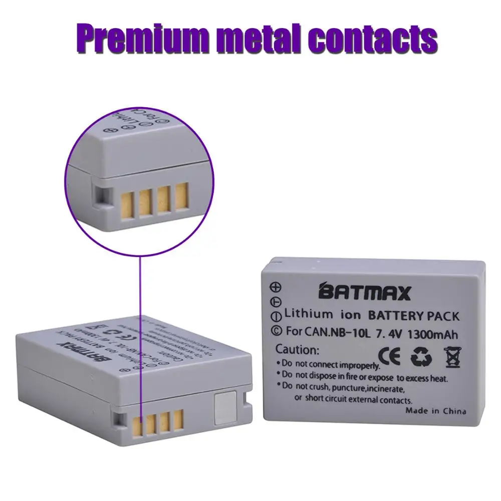 Аккумулятор Batmax NB-10L NB10L двойное зарядное устройство со светодиодной подсветкой с
