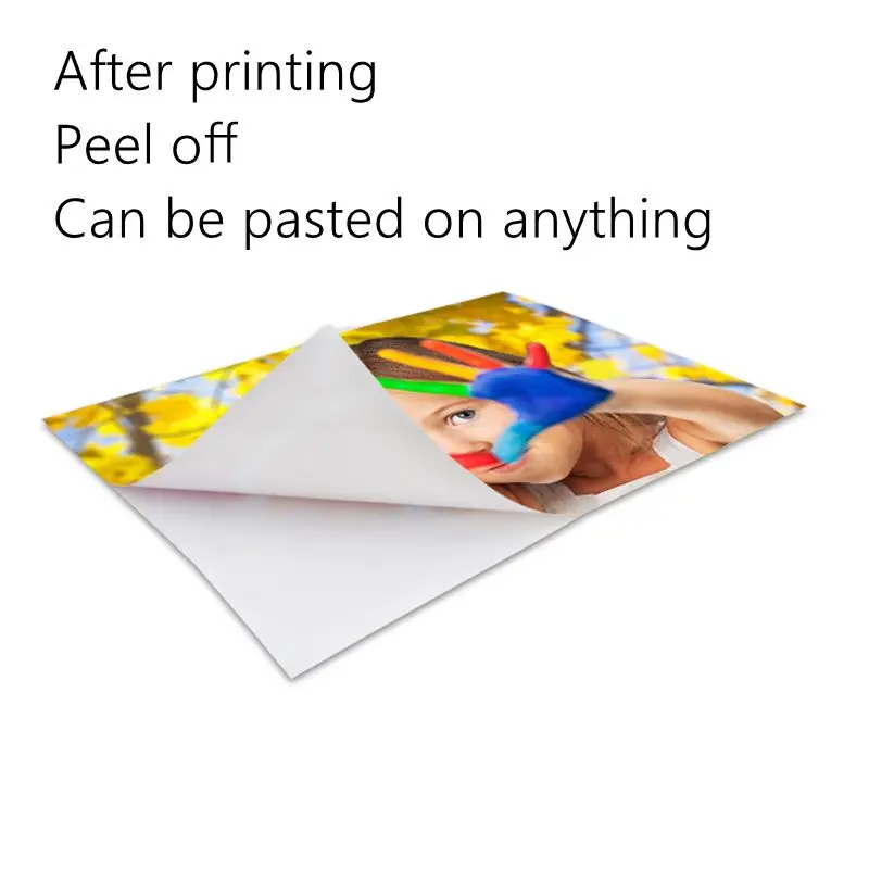 50sheets Glossy Photo A4 Sticker Self Adhesive paper color inkjet printer Glue on the back of the Photo Sticker paper