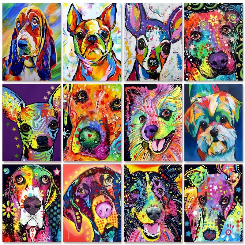 

RUOPOTY Oil Painting By Numbers Original Gifts Decorative Paintings Dog Painting Numbers Adults Crafts Paintings On Number