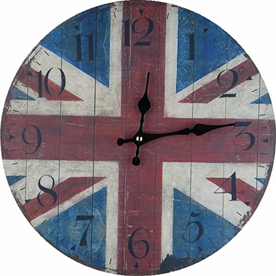 14 дюймов европейские ретро деревянные настенные часы круглые европейские ретро креативные декоративные кварцевые настенные часы европейские и американские деревянные - Цвет: 001