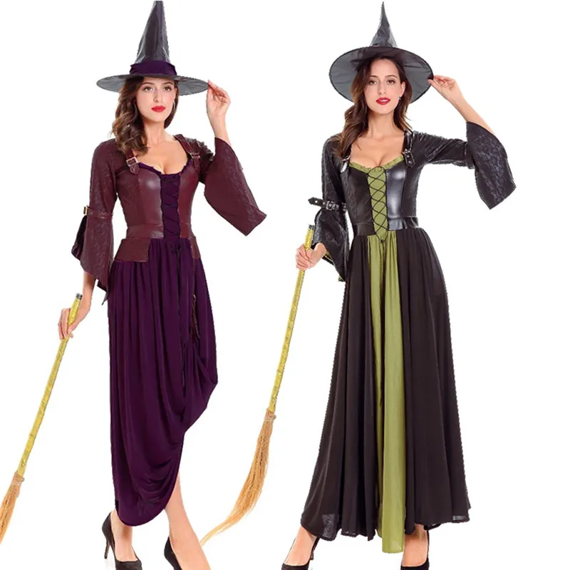 Женское платье для Хэллоуина вечерние платья ведьмы косплея на Хэллоуин + шляпа