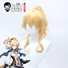 HSIU игра Genshin Impact Косплей джинсовый парик Золотой конский хвост короткие волосы + Бесплатный подарок брендовый парик шапочка