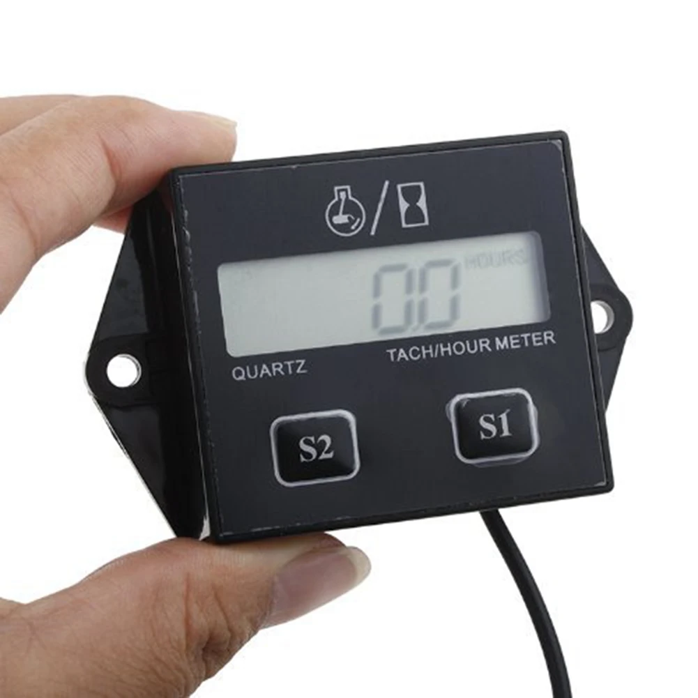 

Digital Motorcycle LCD Racing S park Plug Engine Tach Hour Meter eed Timer Motorboat Engine Electronic Tachometer Gauge