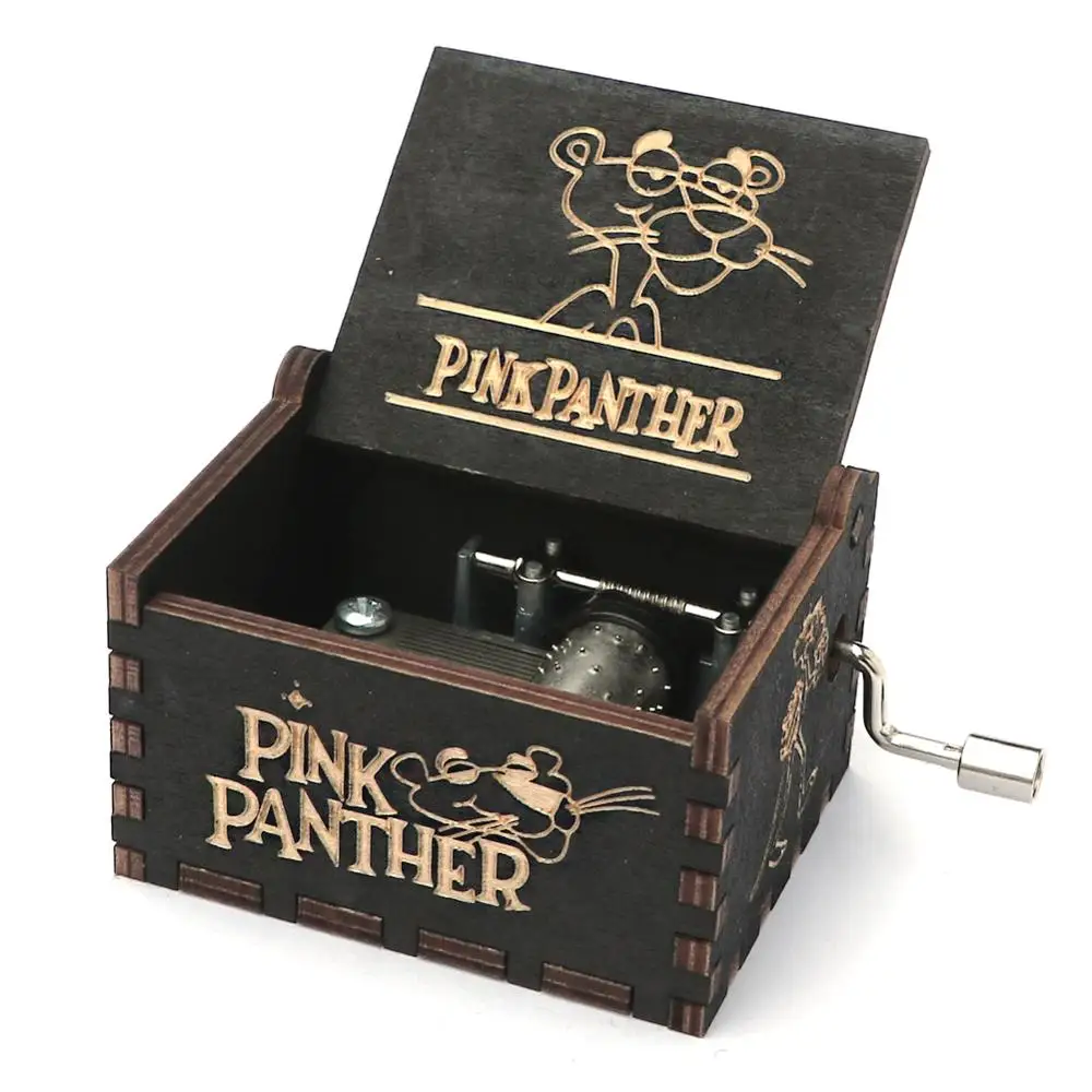 Деревянная музыкальная шкатулка под старину Музыкальная на тему розовой Пантеры
