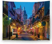 Pubs and Bars with Neon Lights in The French Quarter New Orleans USA,Bedroom Living Room Dorm Wall Hanging Tapestry