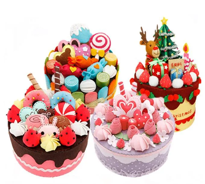 

felting kit felt diy craft Handmade colorful cake Storage Case For Children Birthday Special Gift Felt DIY Package