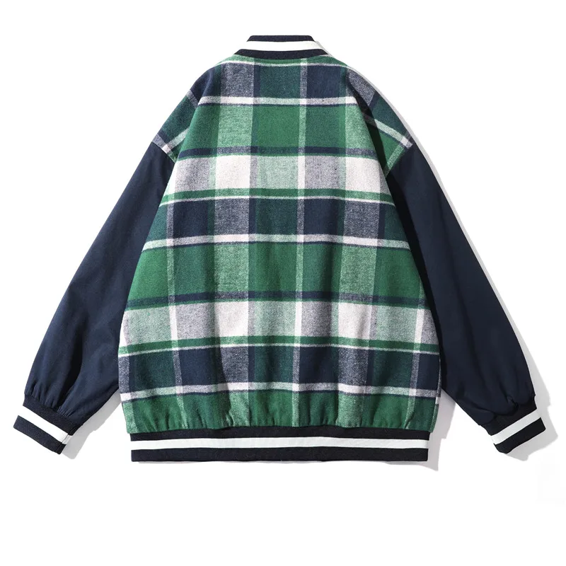 Осенняя Новинка Высококачественная клетчатая бейсбольная куртка для мужчин и