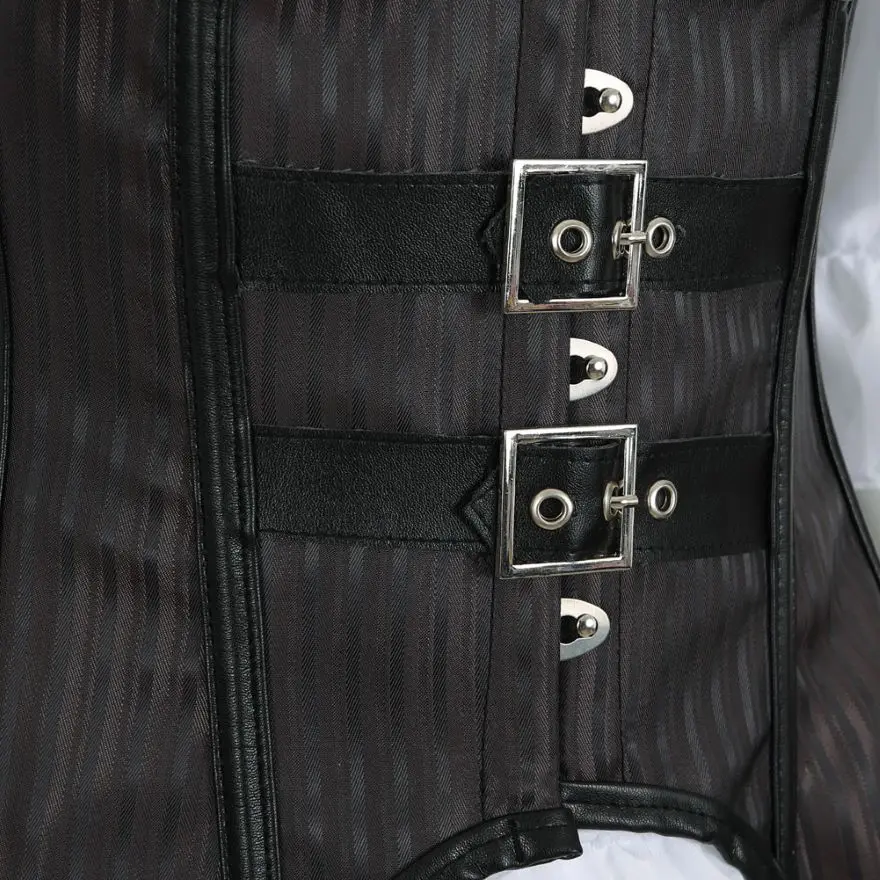 Корсет в стиле стимпанк полосатый с длинными бретельками бюстье жилет топ белой