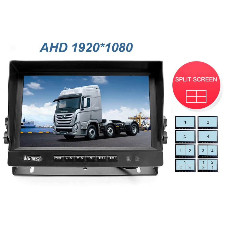 GreenYi 1920*1080P AHD 9 ''автомобильный 4CH DVR видео запись монитор для грузовика, фургона, автобуса Передняя Задняя Левая Правая парковочная камера видео система