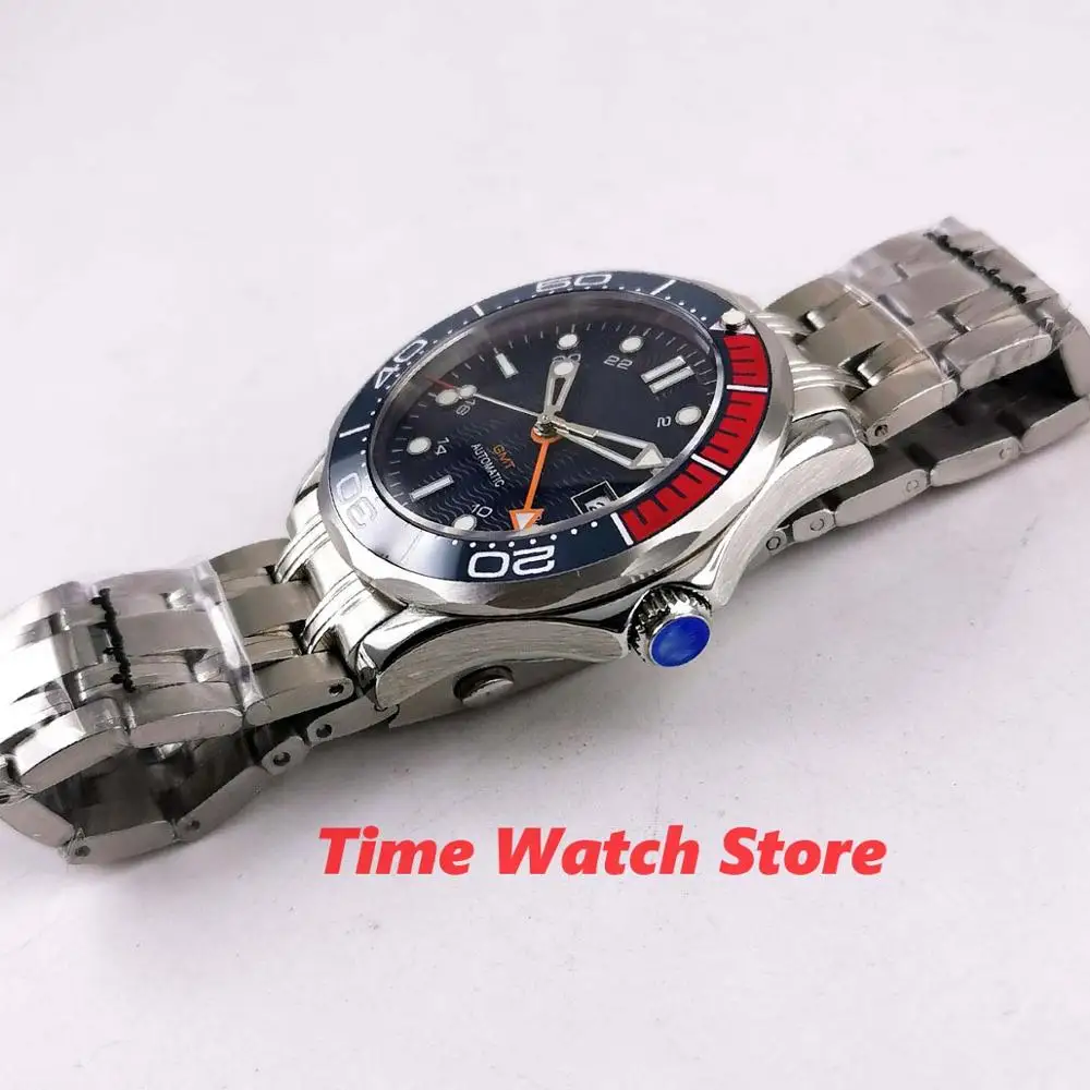 Мужские автоматические часы Bliger 41 мм GMT 3804 сапфировое стекло водонепроницаемый