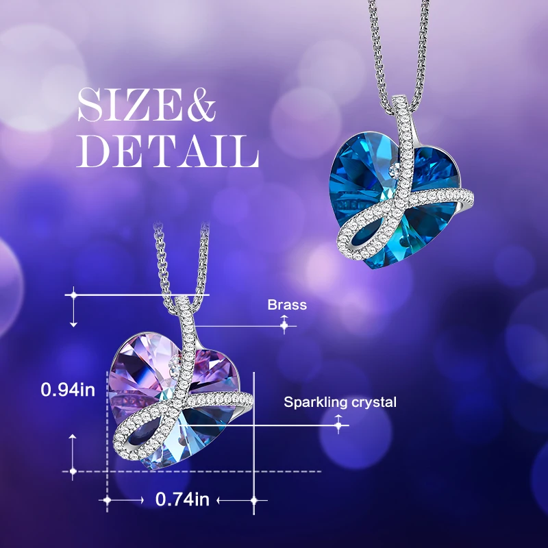 Романтическое украшение Cdyle LOVE YOU FOREVER ожерелье с кулоном в виде синего кристалла
