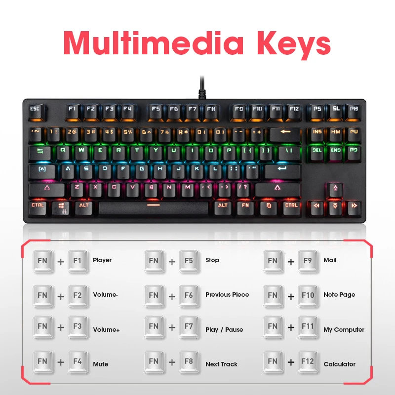 

NEW Blue Axis Switch Gaming Competitive Computer Professional Keyboard Mechanical Keyboard 87 Keys PC Gamer Wired USB Keyboards