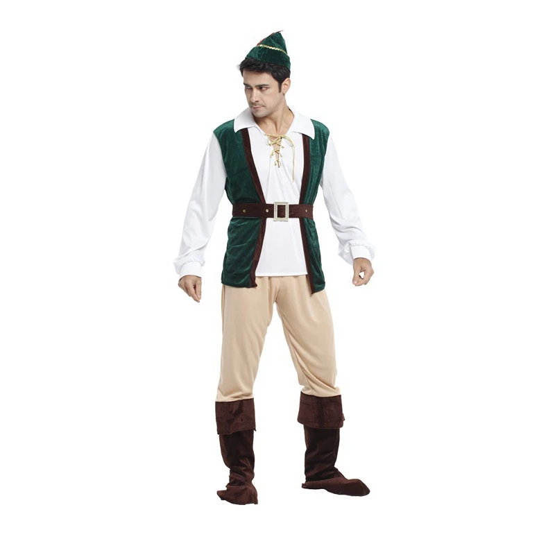 Adult Men Green Peter Pan Costume Halloween Purim Party Carnival Masquerade Cosplay Costumes Outfit | Тематическая одежда и