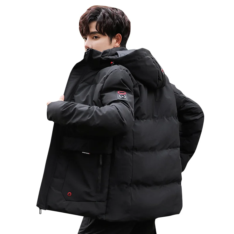 Winter mens jacket fashion style cotton-padded coat trend slim and thickened short parka  coats casual hooded jacket ins