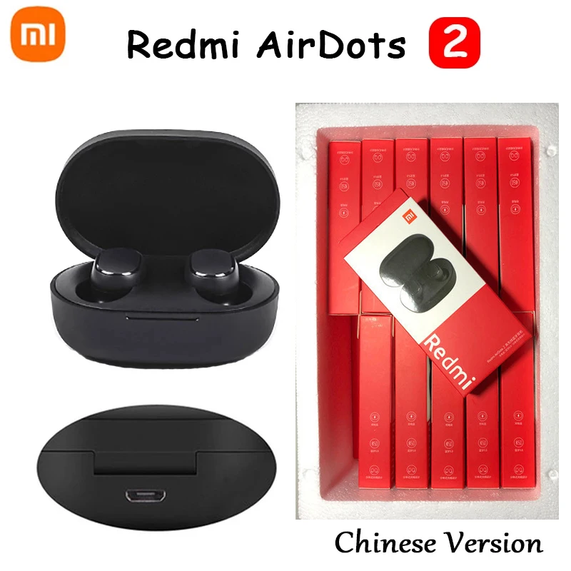 10 Pieces/lot Redmi Airdots 2 Xiaomi Wireless Earphones Mi True Wireless Bluetooth Voice Control Subwoofer Automatic Pairing