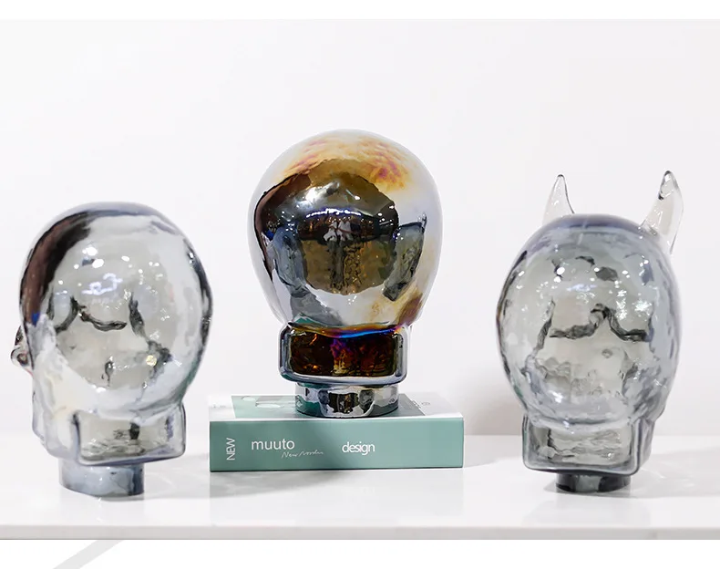 

Creative Art Retro Personality Skull Glass Crafts Ornaments New Model Room Soft Decoration Home Accessories