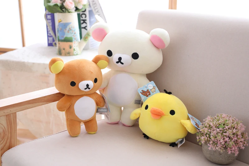 20-80 см Большой размер Rilakkuma пара Плюшевая Кукла Мягкие игрушки Подушка Аниме Желтый курица мультфильм подарки в виде животного для девушки