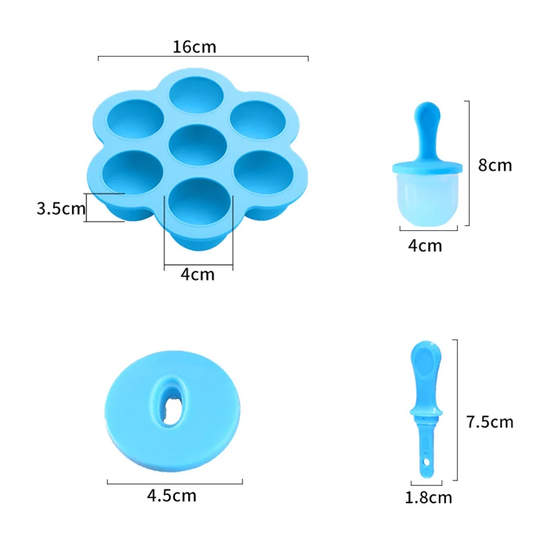 

Силиконовая мини-форма для фруктовых льдов, 7 ячеек, контейнер для хранения детского питания «сделай сам», лотки для льда для домашней кухни