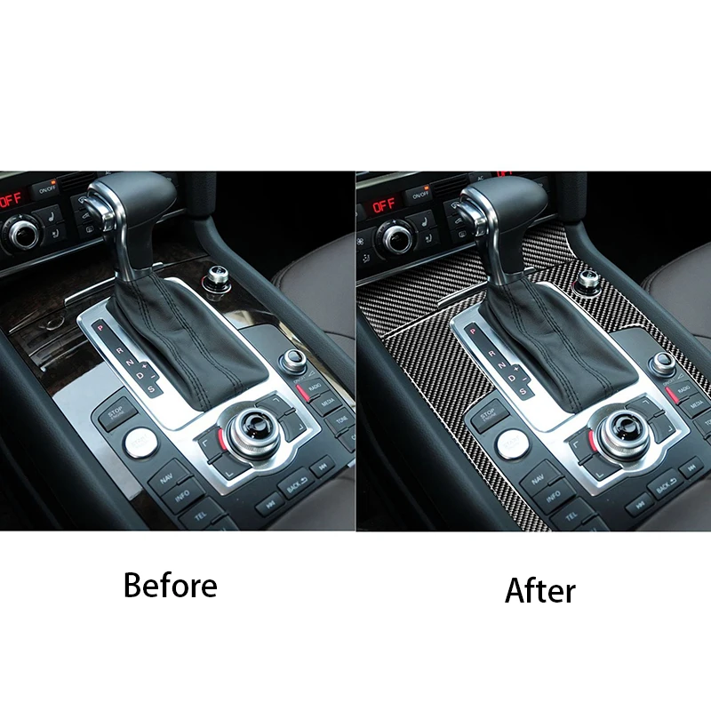 

Car Carbon Fiber Gear Shift Panel Frame Cover Trim Strips For Audi Q7 2008-2015 Interior Accessories Decor Car Accessories