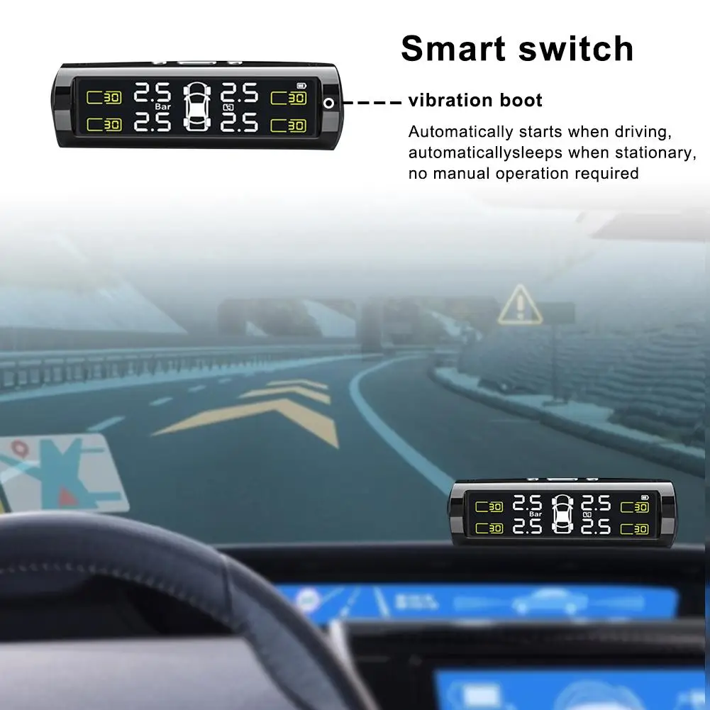 

Solar Power TPMS Car Tire Pressure Alarm Monitor System Auto Security Alarm Systems Tyre Pressure Temperature Warning