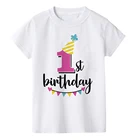 Детская футболка на день рождения Футболка для маленьких мальчиков и девочек с забавным рисунком цифр на день рождения модная вечерние лка