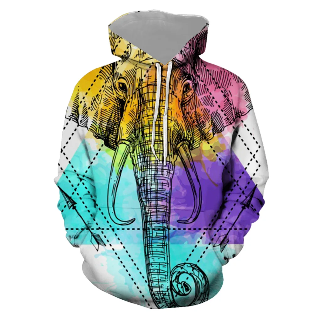 

3D print elephant Print Convertible Hoodie Sweatershirt Tops Sweatshirt man customer design Sweatshirts man's Plus Size WY64
