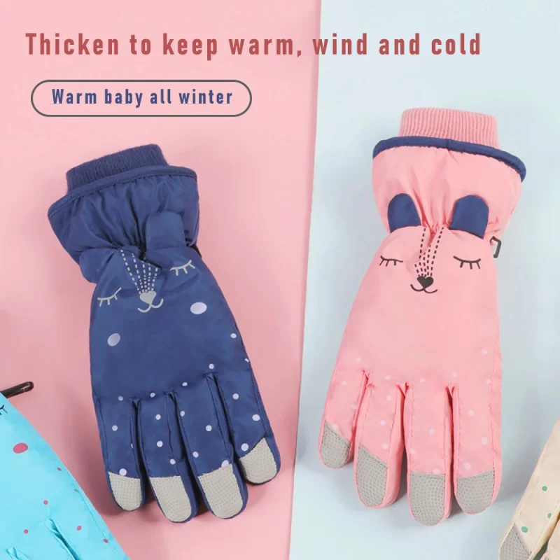 

Kids Children Winter Outdoor Cute Cartoon Ski Warm Velvet Anti-Freeze Non-Slip Gloves