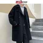 Тренчкот LAPPSTER мужской длинный, винтажный шерстяной плащ в стиле харадзюку, уличная одежда, корейская мода, осень-зима 2022