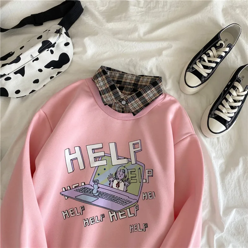 

Harajuku Set Women Sweatshirt Suit Autumn Cargo Pants Two Piece Set Long Sleeve Casual Female Clothing Loose