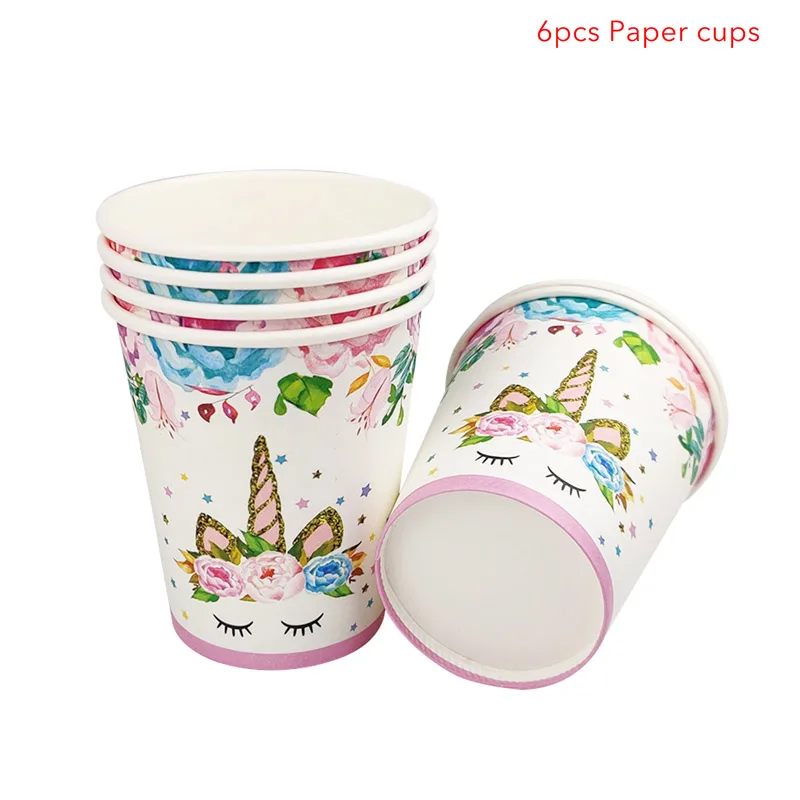 Волшебный Единорог вечерние розовая тема салфетки пластины чашки ребенок душ